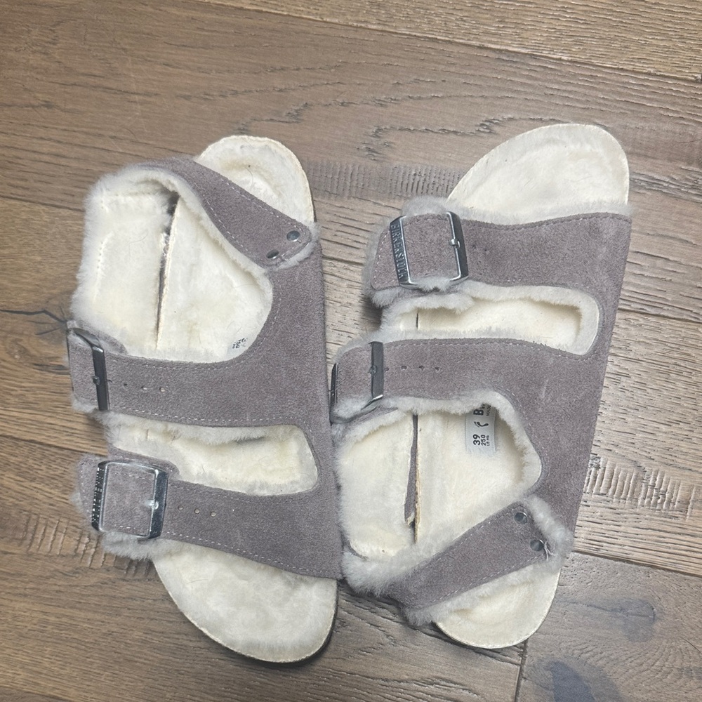 Birkenstock shearling sandals size 39
